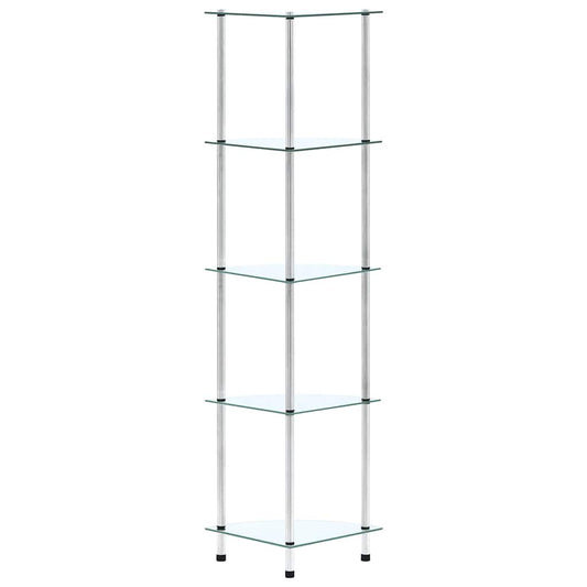 Scaffale a 5 Livelli Trasparente 30x30x130cm in Vetro Temperato