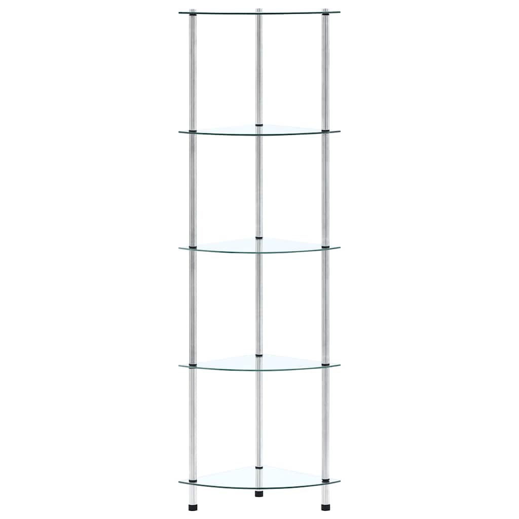 Scaffale a 5 Livelli Trasparente 30x30x130cm in Vetro Temperato