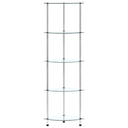 Scaffale a 5 Livelli Trasparente 30x30x130cm in Vetro Temperato