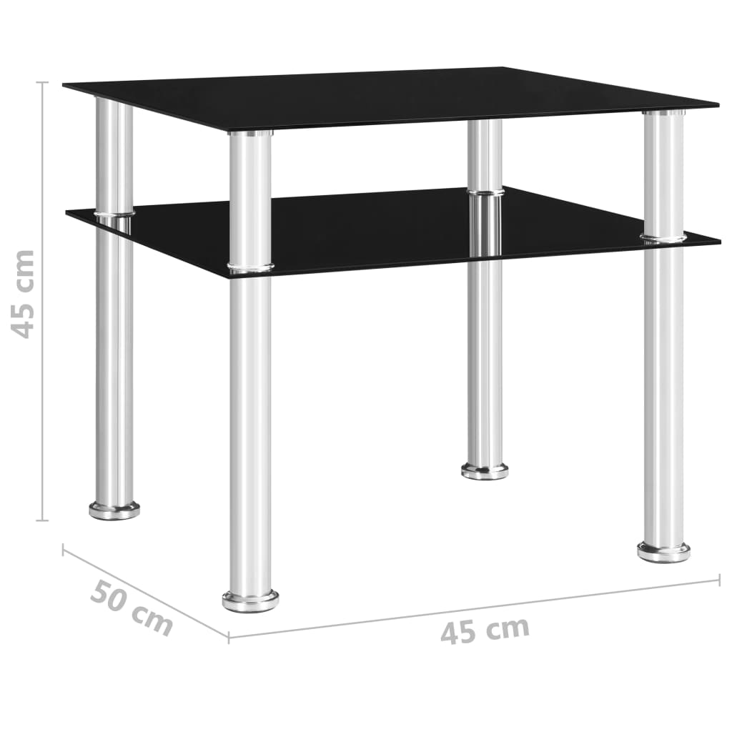 Tavolino Nero 45x50x45 cm in Vetro Temperato | homemem39