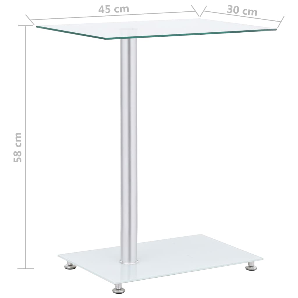 Tavolino Laterale a U Trasparente 45x30x58cm in Vetro Temperato | homemem39