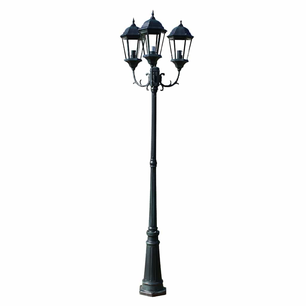 Lampione da Giardino 3 Bracci 230 cm Verde Scuro/Nero Aluminio | homemem39