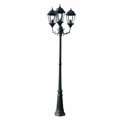 Lampione da Giardino 3 Bracci 230 cm Verde Scuro/Nero Aluminio | homemem39
