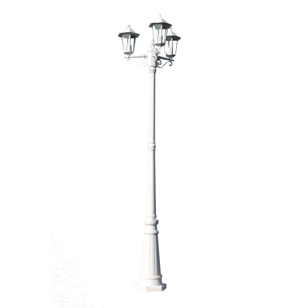 Lampione da Giardino a 3 Bracci 215 cm in Alluminio Bianco - homemem39