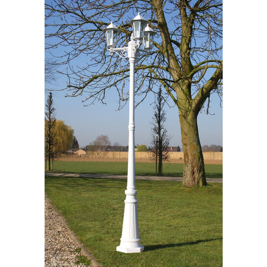 Lampione da Giardino a 3 Bracci 215 cm in Alluminio Bianco - homemem39