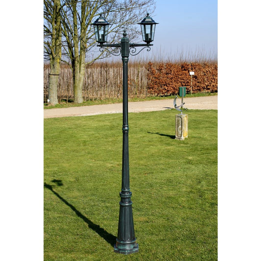 Gartenlampe 2-armig 215 cm dunkelgrün/schwarzes Aluminium