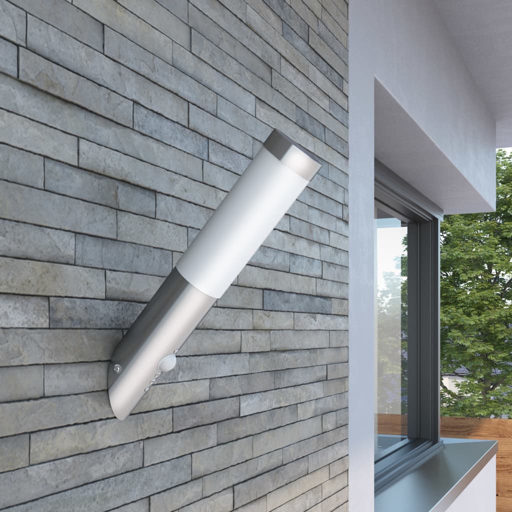 Lampioncino moderno in acciaio inox, sensore di movimento | homemem39