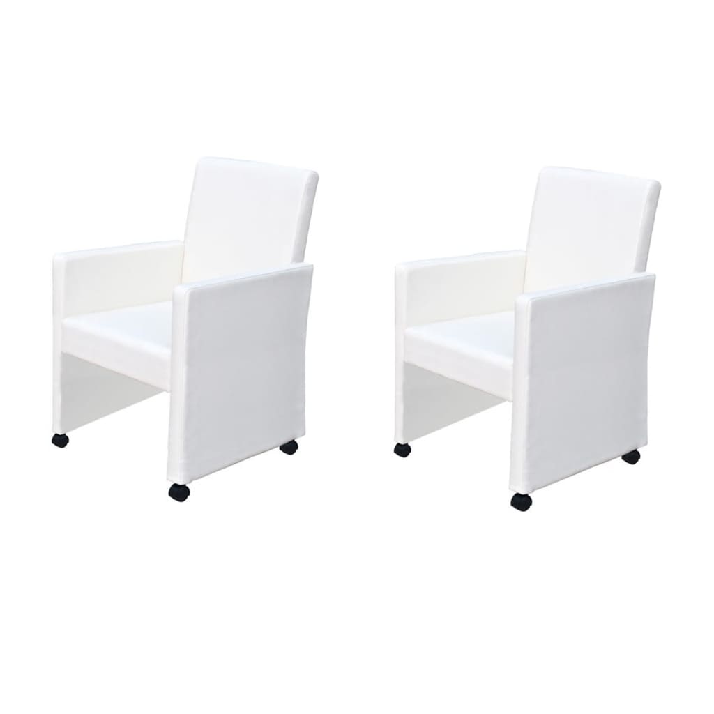 Dining Chairs 2 pcs White in Faux Leather