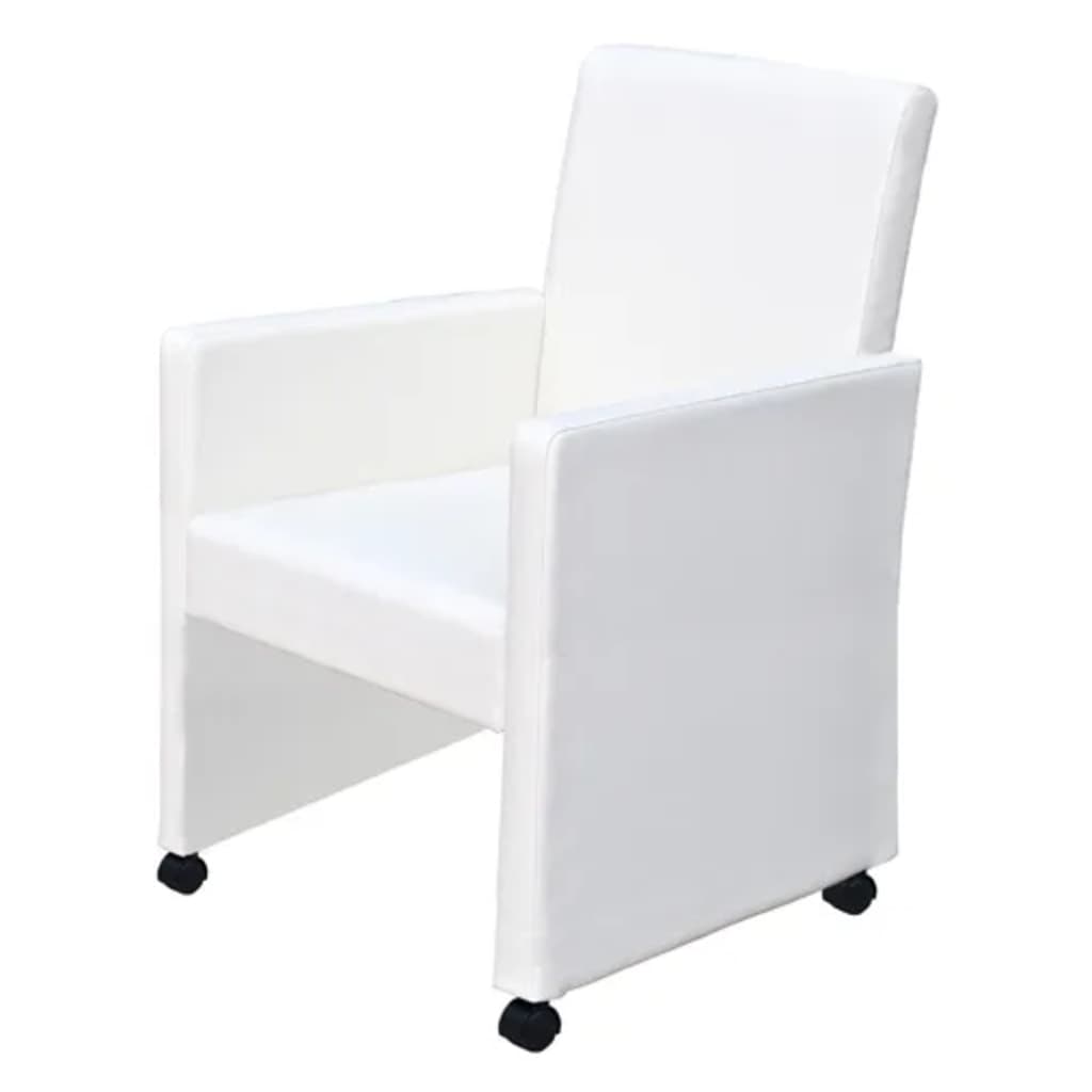 Dining Chairs 2 pcs White in Faux Leather