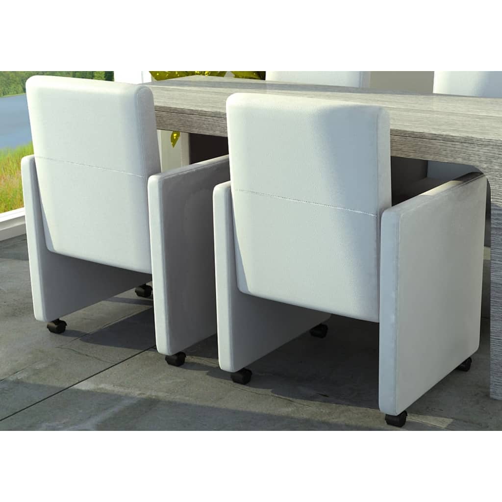 Dining Chairs 2 pcs White in Faux Leather