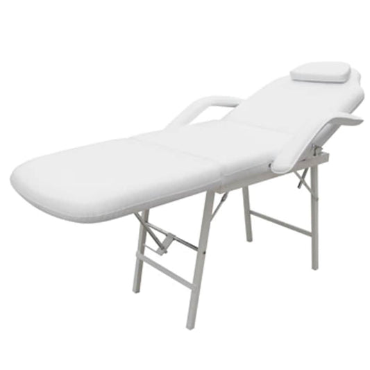 Lettino da Massaggio Portatile in Similpelle 185x78x76cm Bianco