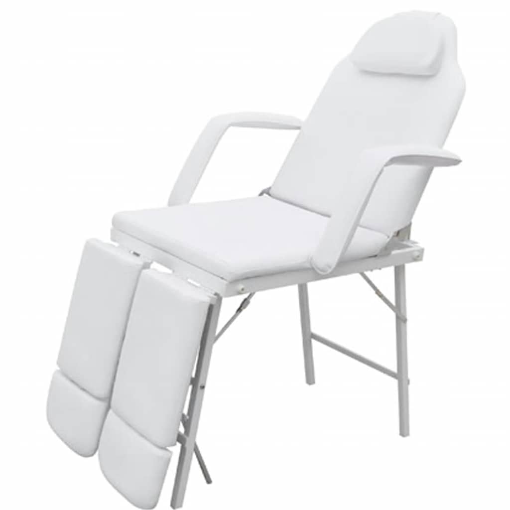 Lettino da Massaggio Portatile in Similpelle 185x78x76cm Bianco | homemem39