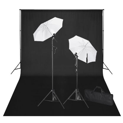 Photographic Studio Set Black Backdrop 600x300 cm and Lights