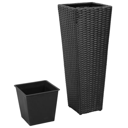 Letti Rialzati da Giardino 3 pz in Polyrattan Nero - homemem39