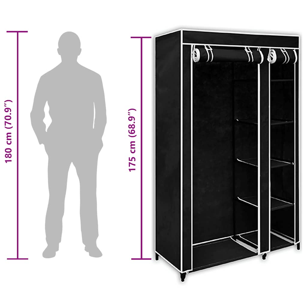 Armadio Guardaroba Pieghevole Nero 110 x 45 x 175 cm | homemem39