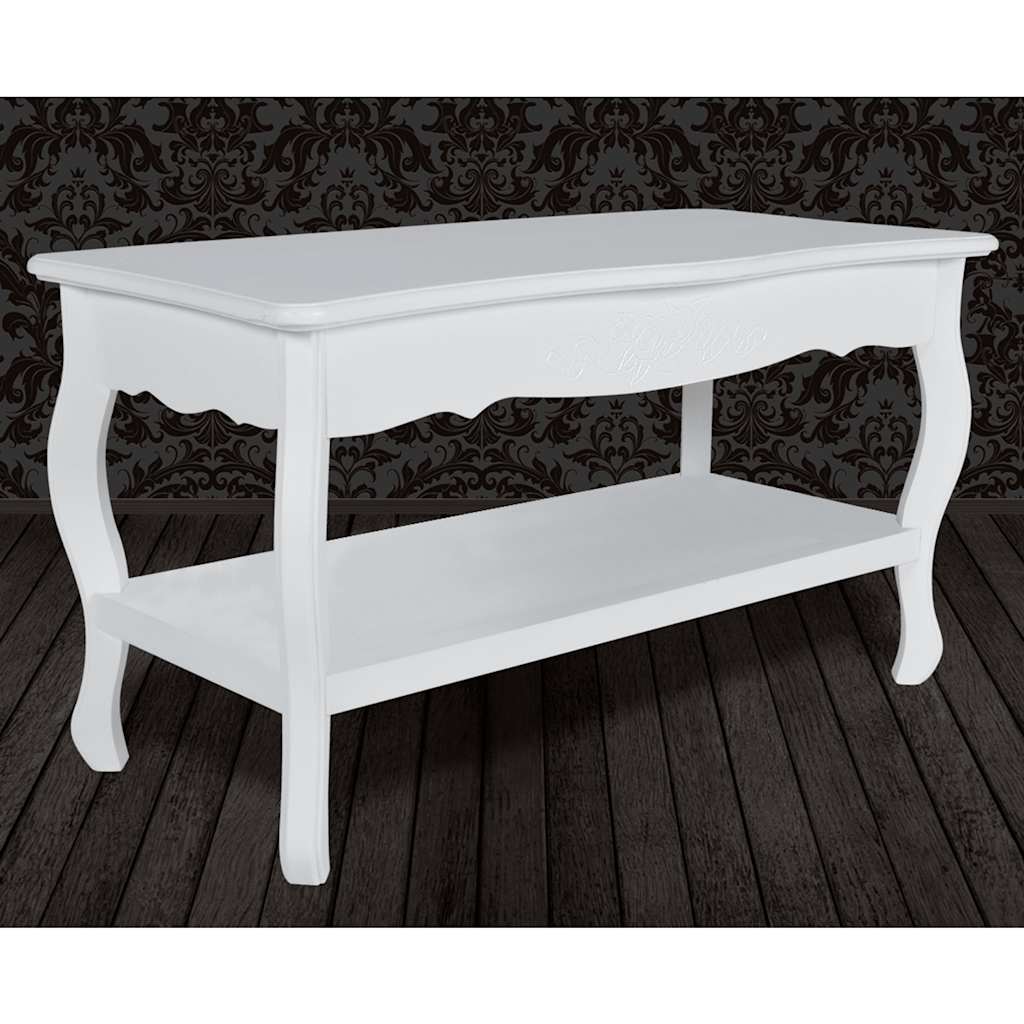 Tavolino da Salotto con 2 Ripiani in MDF Bianco | homemem39