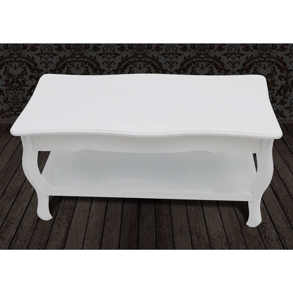 Tavolino da Salotto con 2 Ripiani in MDF Bianco | homemem39