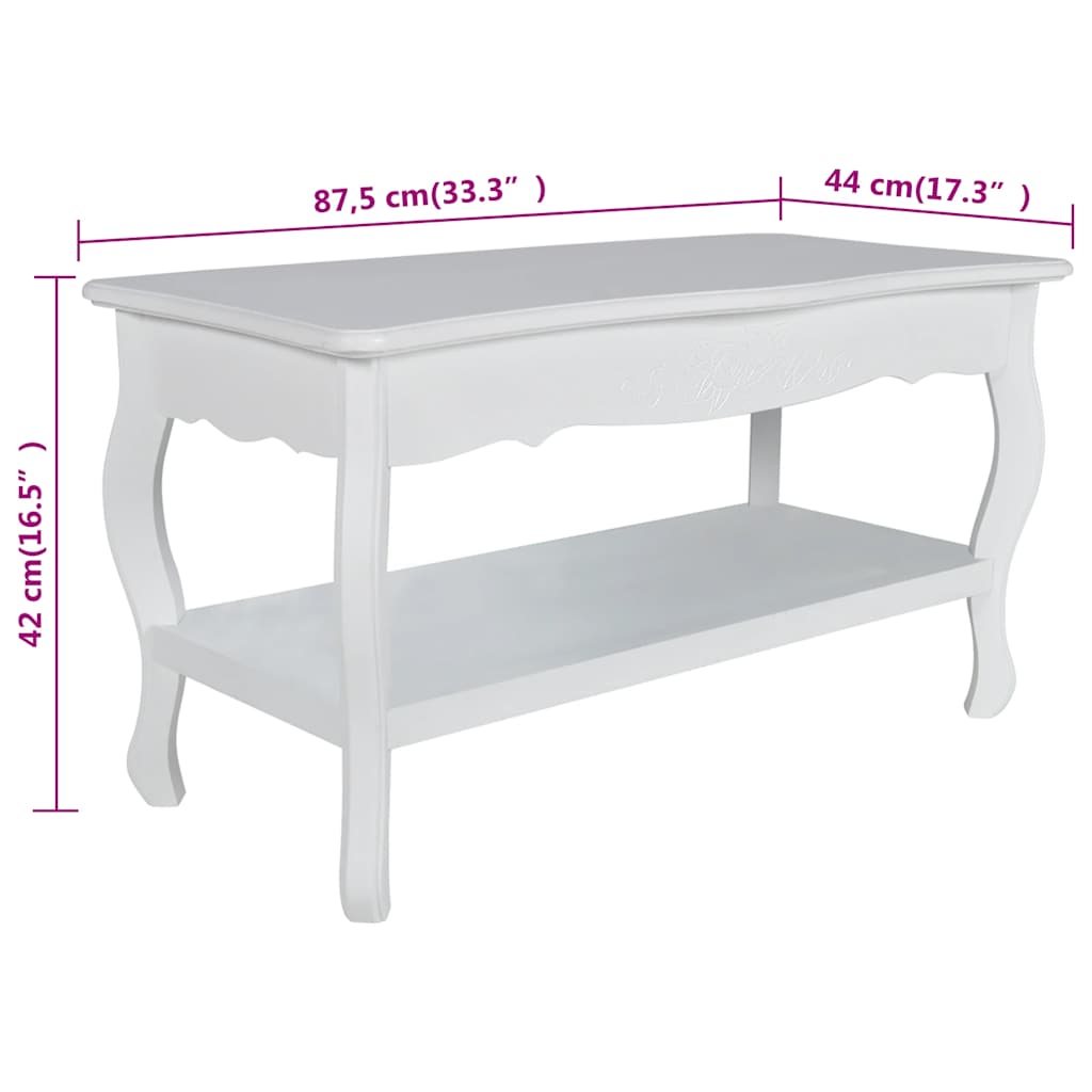 Tavolino da Salotto con 2 Ripiani in MDF Bianco | homemem39