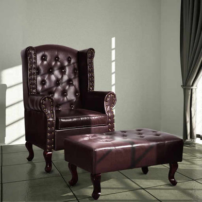 Poltrona con Poggiapiedi Marrone Scuro in Similpelle | homemem39