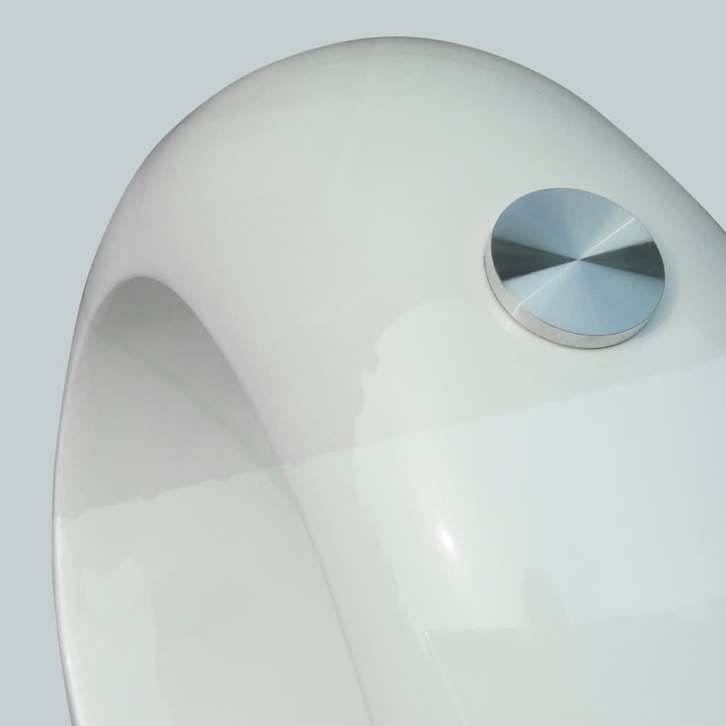 Tavolino da Salotto con Ripiano Ovale in Vetro Bianco Lucido | homemem39