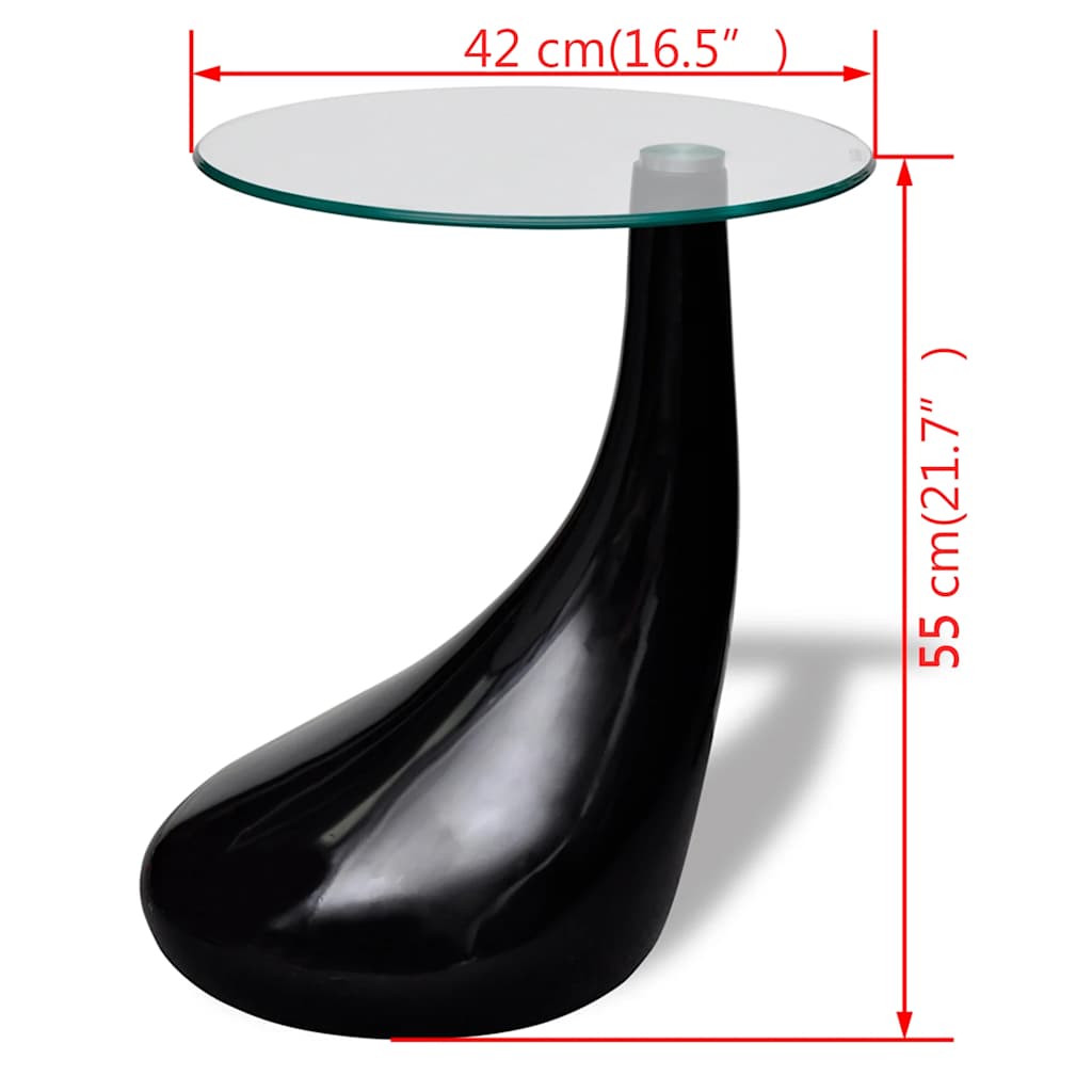 Tavolino da Salotto con Ripiano Rotondo in Vetro Nero Lucido | homemem39