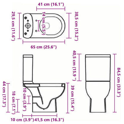Vaso WC in Ceramica con Scarico Dietro Nero