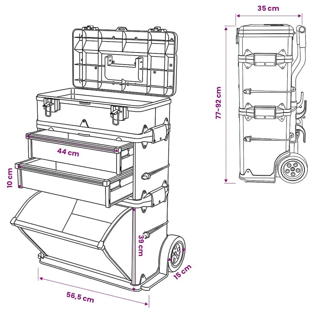 Trolley Porta Attrezzi con 3 Componenti | homemem39