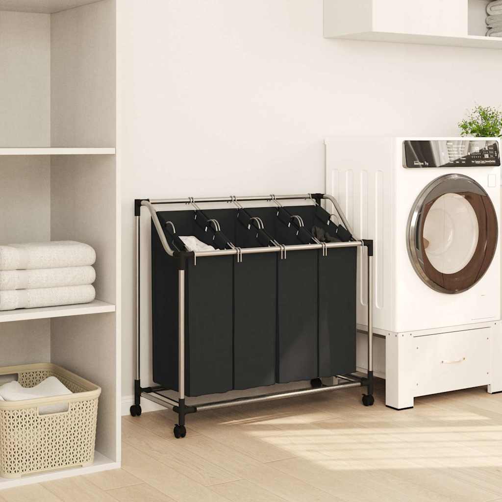 Classificatore lavanderia con 4 borse nero | homemem39