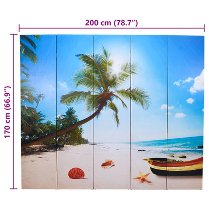 Paravento Pieghevole 200x170 cm con Stampa Spiaggia