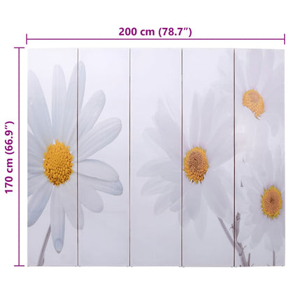 Folding Screen 200x170 cm with Flower Print
