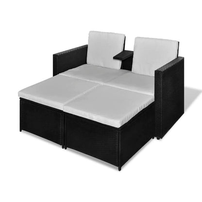 Set Divani da Giardino 4 pz con Cuscini in Polyrattan Nero | homemem39