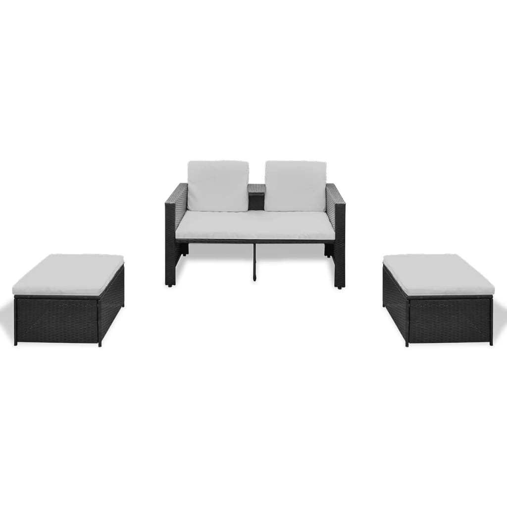 Set Divani da Giardino 4 pz con Cuscini in Polyrattan Nero | homemem39