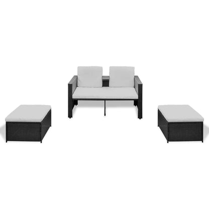 Set Divani da Giardino 4 pz con Cuscini in Polyrattan Nero | homemem39
