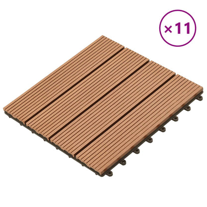 Piastrella per Decking 11 pcs Marrone 30 x 30 cm WPC
