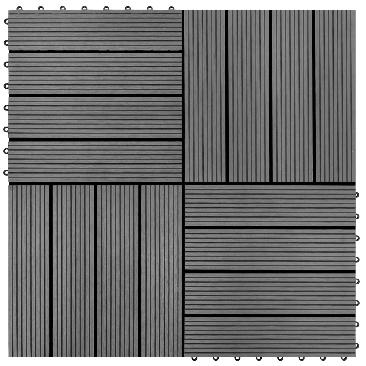 Piastrella per Decking 11 pcs Grigio 30 x 30 cm WPC | homemem39