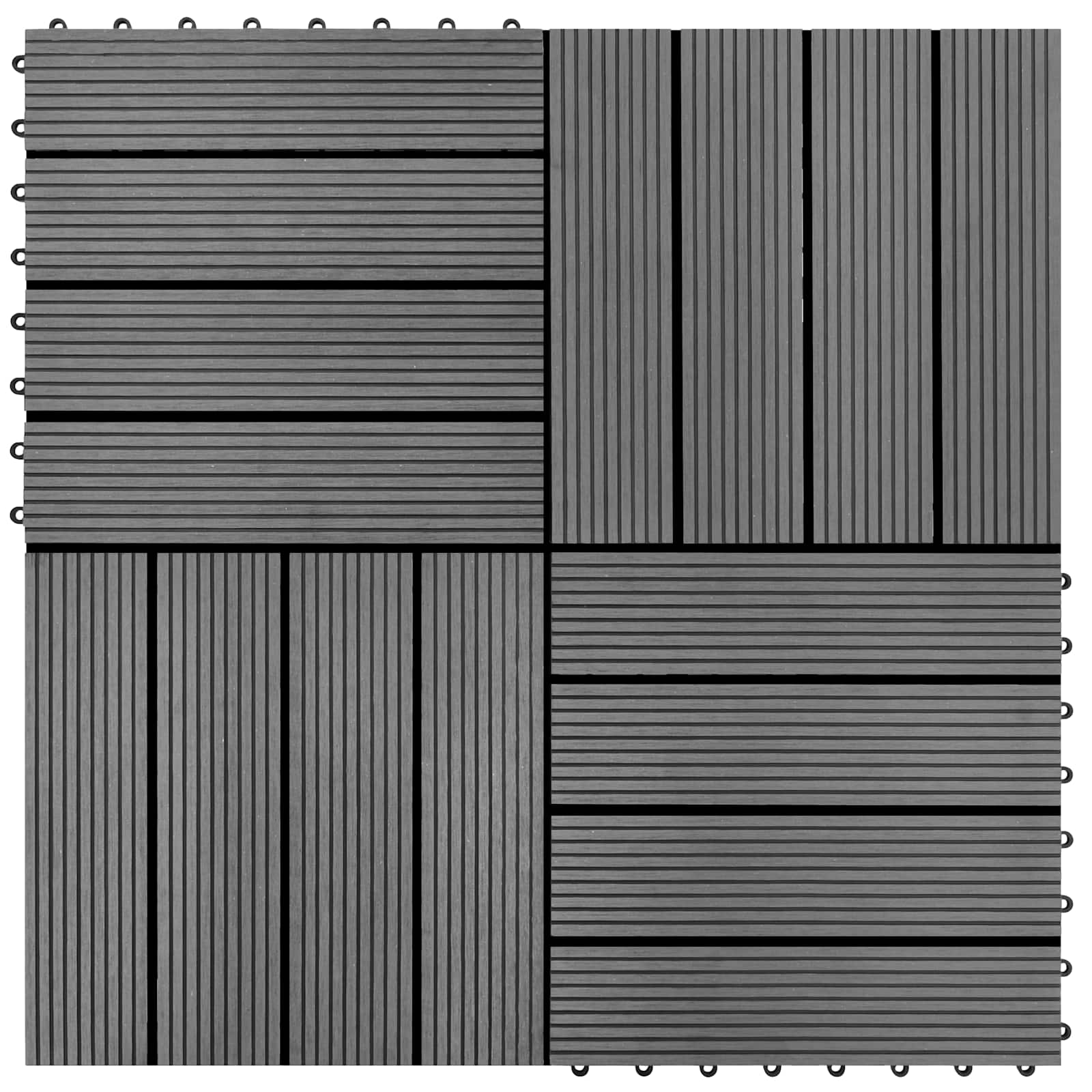 Piastrella per Decking 11 pcs Grigio 30 x 30 cm WPC | homemem39
