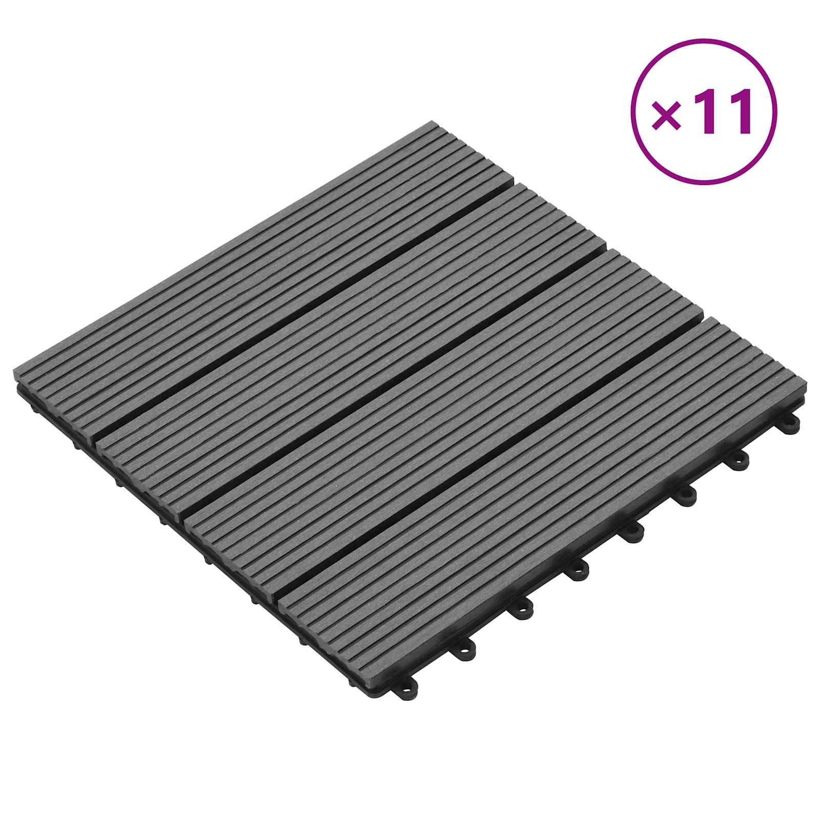 Piastrella per Decking 11 pcs Grigio 30 x 30 cm WPC | homemem39