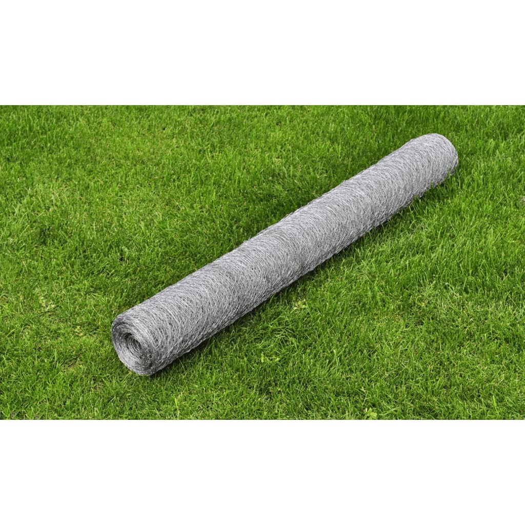 Recinzione in Rete per Pollaio Acciaio Zincato 25x0,5 m Argento | homemem39