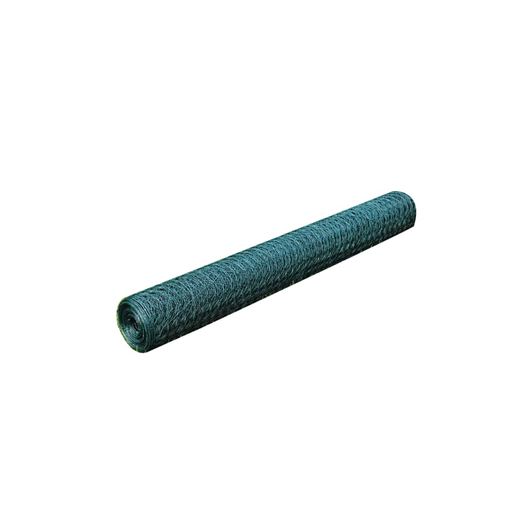 Recinzione in Rete per Pollaio Rivestita in PVC 25x0,5 m Verde | homemem39