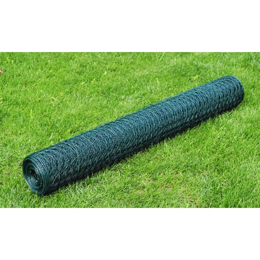 Recinzione in Rete per Pollaio Rivestita in PVC 25x0,5 m Verde | homemem39