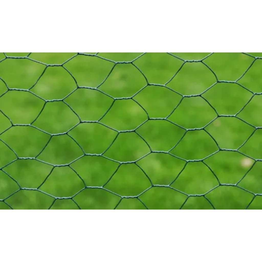 Recinzione in Rete per Pollaio Rivestita in PVC 25x0,5 m Verde | homemem39