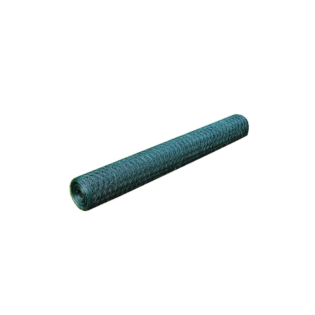 Recinzione in Rete per Pollaio Rivestita in PVC 25x1 m Verde | homemem39