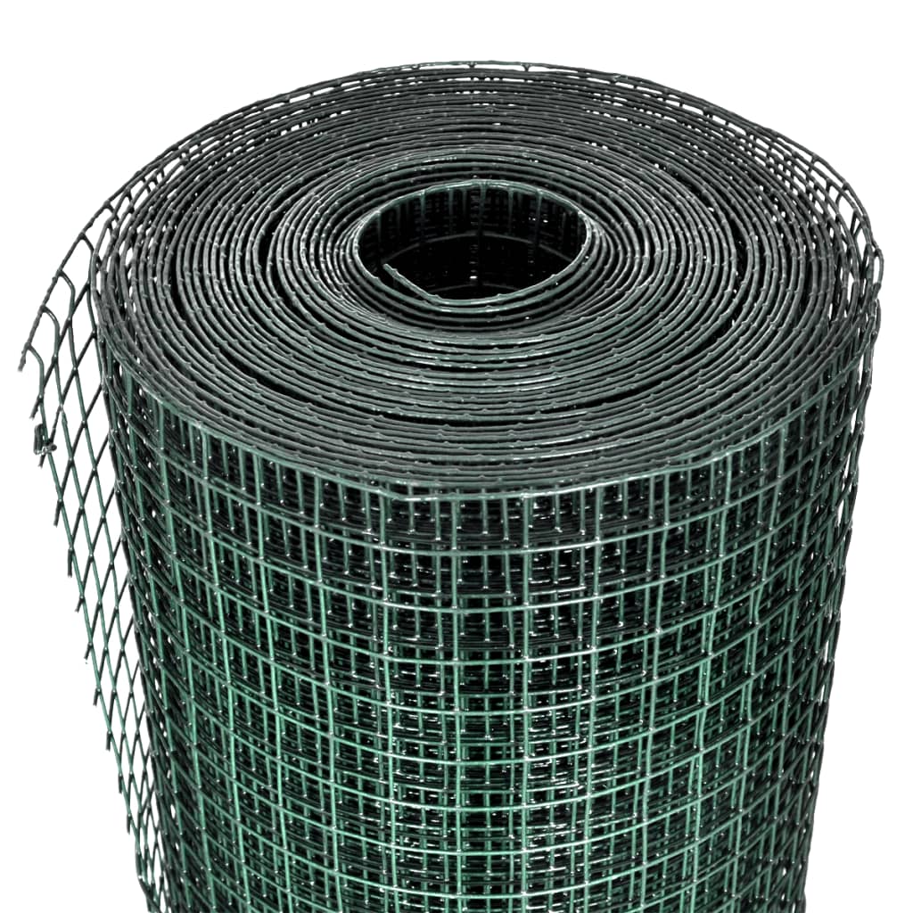 Recinzione in Rete per Pollaio Rivestita in PVC 25x1 m Verde | homemem39
