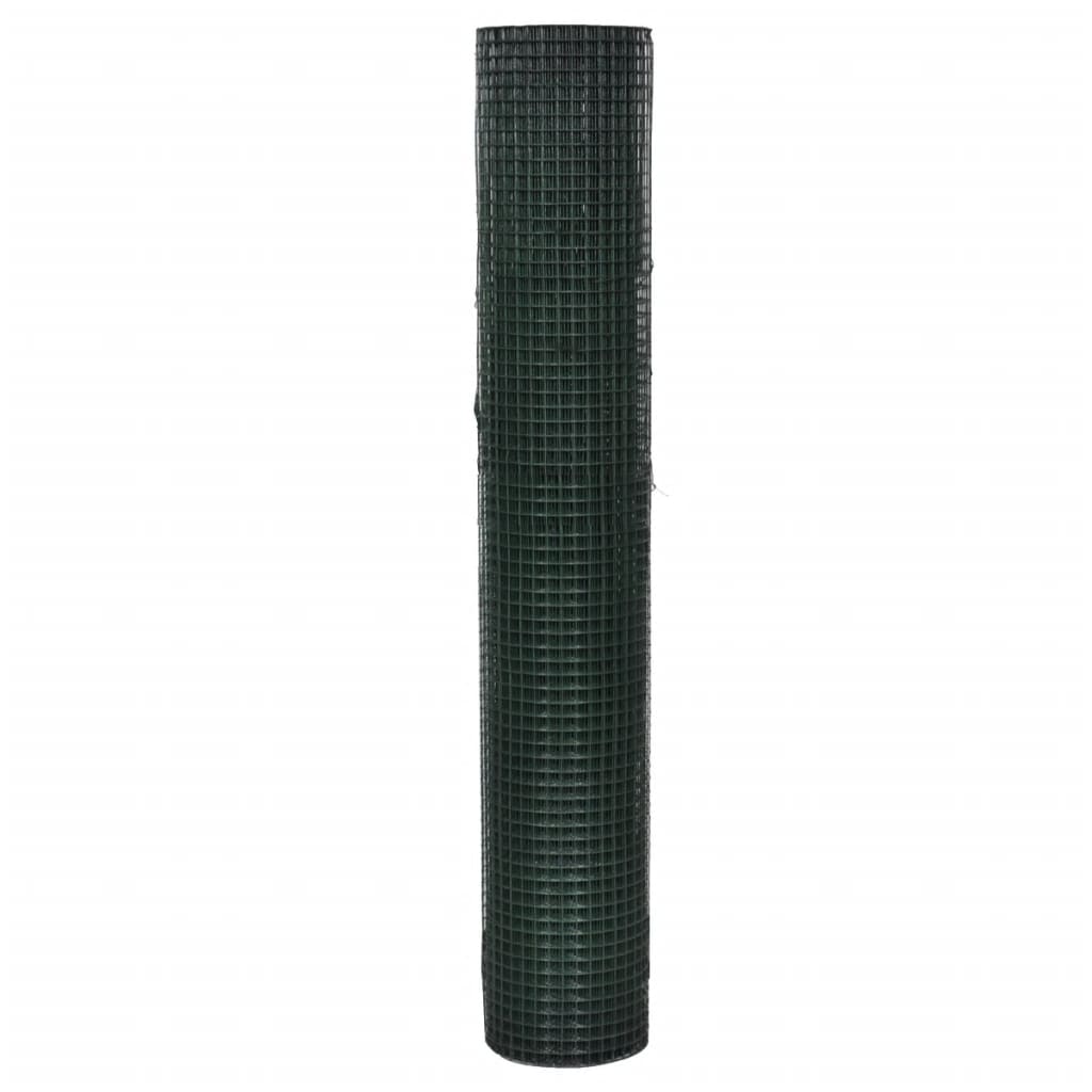 Recinzione in Rete per Pollaio Rivestita in PVC 25x1 m Verde - homemem39