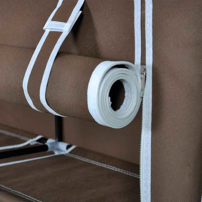 Scarpiera in Tessuto Richiudibile 115 x 28 x 110 cm Marrone - homemem39