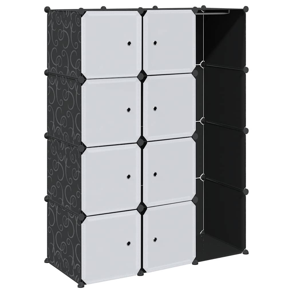 Armadio Modulare con 9 Scomparti 109x36,5x143 cm Nero e Bianco - homemem39