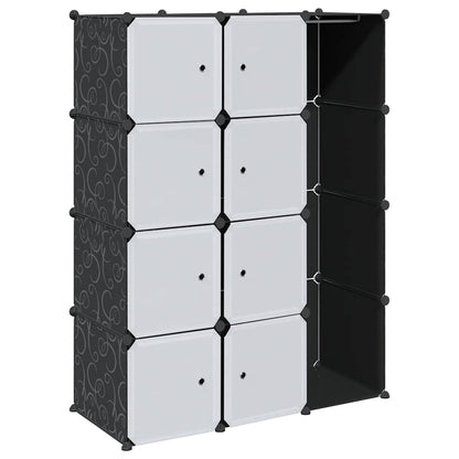Armadio Modulare con 9 Scomparti 109x36,5x143 cm Nero e Bianco - homemem39