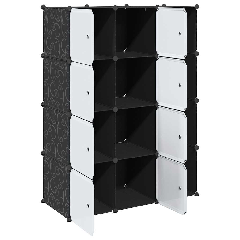 Armadio Modulare con 9 Scomparti 109x36,5x143 cm Nero e Bianco - homemem39