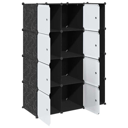 Armadio Modulare con 9 Scomparti 109x36,5x143 cm Nero e Bianco - homemem39