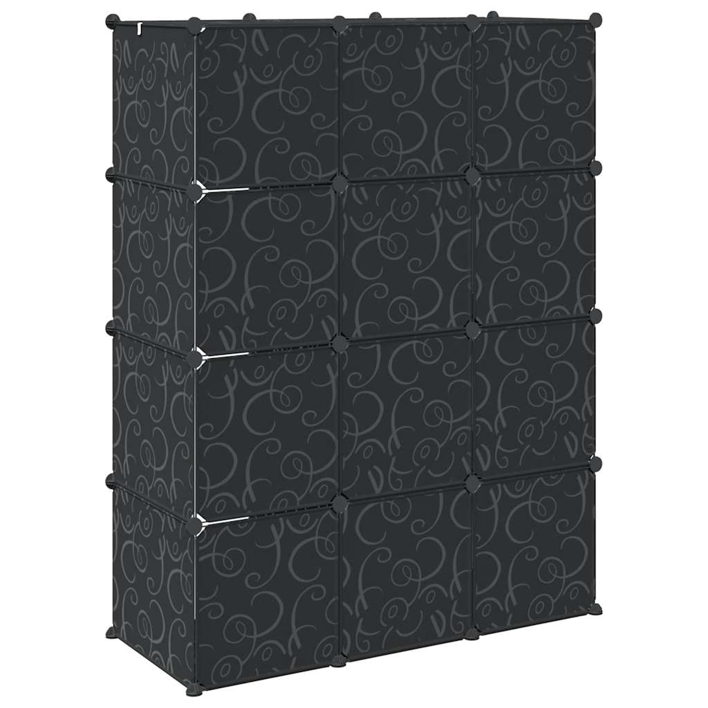 Armadio Modulare con 9 Scomparti 109x36,5x143 cm Nero e Bianco - homemem39